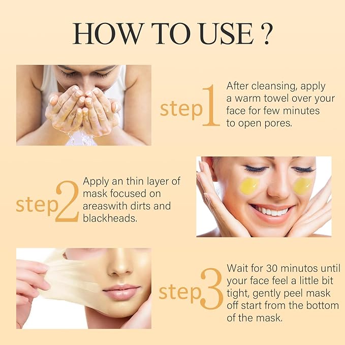 SHVYOG Vitamin C Peel Off Face Mask, Peel Off Mask with Turmeric, Blackhead Remover & Deep Cleansing Face Peel Mask, Vitamin C Exfoliating Face Mask for Blackheads, Large Pores, Dirts, Oil