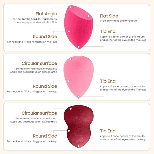 30 Pcs Multicolor Makeup Sponge Set - Latex-Free, Soft & Reusable Beauty Blender Sponges for Wet/Dry Use Blending Powder Puff for Foundation & Concealer Washable Makeup Sponges