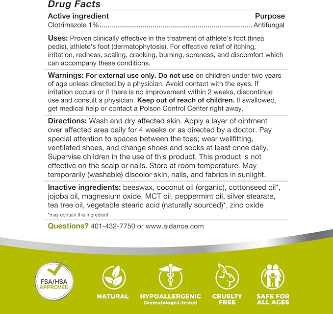 terrasil Athletes Foot Cream with Clinically Proven 1% Clotrimazole, Extra Strength Antifungal Ointment for Treatment of Itchy Feet & Peeling Skin, for Men and Women (1oz)