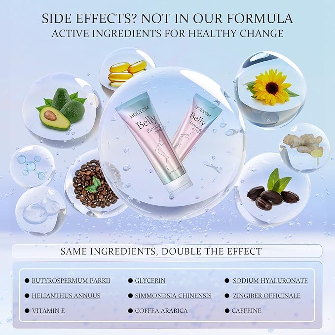 B Flat Belly Firming Cream for Stomach, Thighs & Butt, Premium Skin Tightening Cream, Body Lotion for Firmness and Moisturizer Lift,Women and men 4.2 Fl Oz