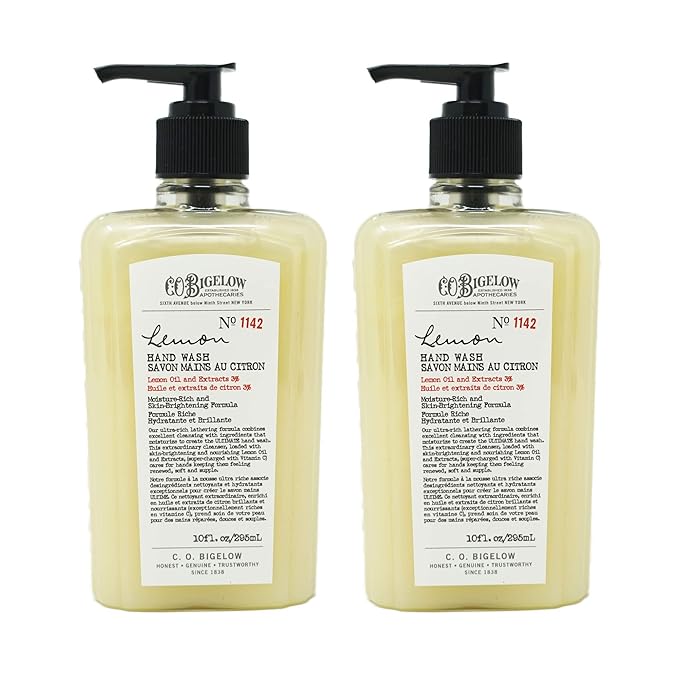 C.O. Bigelow Lemon Hand Wash, Pack of 2 Liquid Hand Soap with Lemon Extract & Aloe Vera, 10 Fl Oz