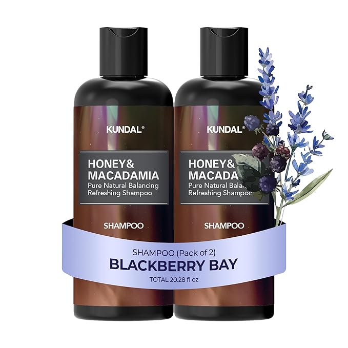 KUNDAL Honey&Macadamia Hydro-Intensive Moisture Premium Nature Hair Shampoo [Blackberry Bay] Sulfate Free, Macadamia Oil for Damaged Hiar care, Deep Clean & Hydration 1,000ml (300ml x2ea)