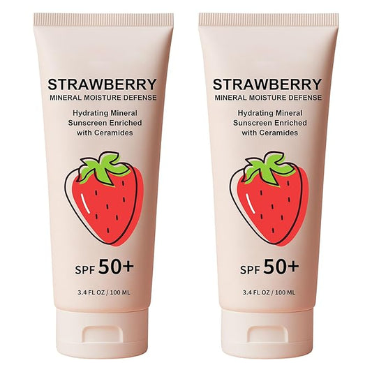 Mineral Moisture Defense Sunscreen SPF 50 – Face Sunscreen with Glycolic Acid & Salicylic Acid, Lactic Acid, Niacinamide, Oil-Free, Water-Resistant, Sensitive Skin – 3.4oz (2pcs)