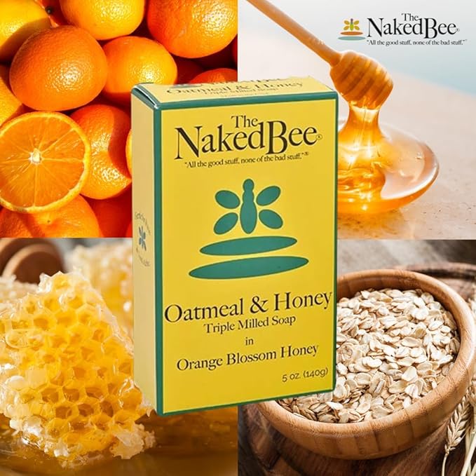 The Naked Bee Oatmeal & Honey Triple Milled Soap, 5 Ounce, 3 Pack, Orange Blossom Honey