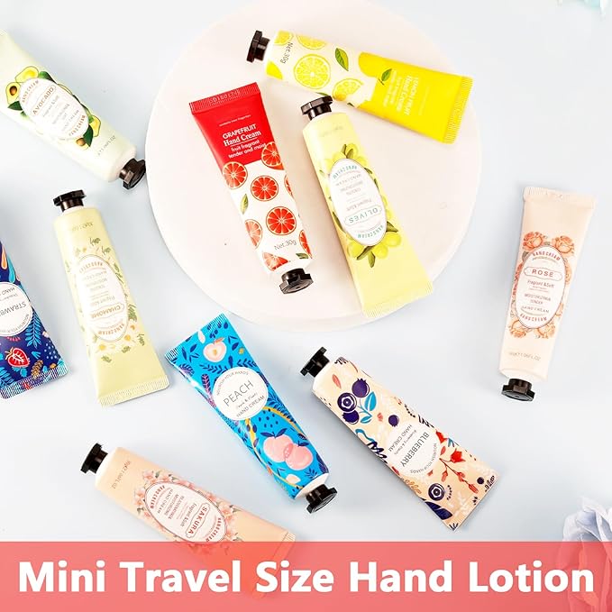 10 Pack Mini Hand Lotion,Hand Lotion Travel Size,Hand Cream Gift Set for Women,Bulk Hand Lotion for Dry Cracked Hands for Teacher Appreciation Gifts,Mothers Day Gifts,Nurse Week Gifts