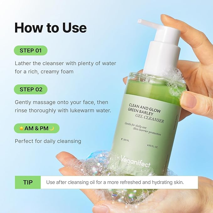 Gel-to-Foam Cleanser | Low pH Hydrating Face Wash for Dry & Sensitive Skin | Hydrates & Balances Skin | Korean Vegan Skincare (205ml/6.93 fl oz)