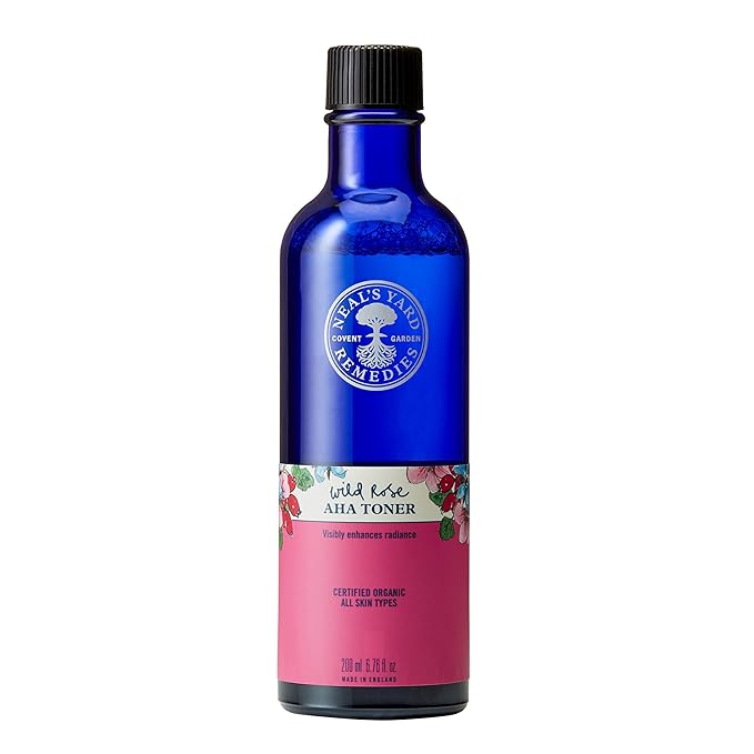 Neal's Yard Wild Rose AHA Toner, Hydrates, Renews & Refines, Gentle & Effective for Sensitive Skin, Vegan Approved & Cruelty-Free, 200mL