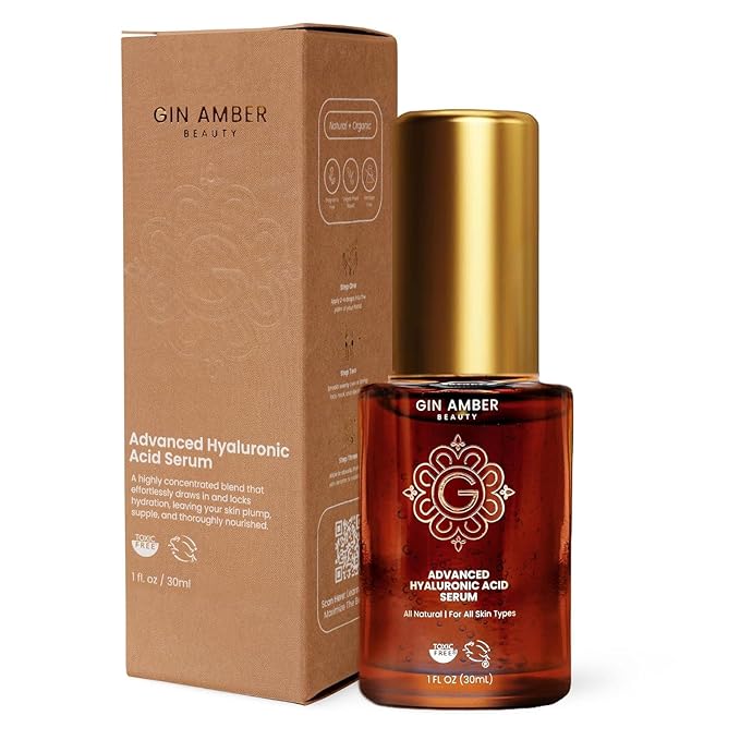 Gin Amber Beauty - Advanced Hyaluronic Acid Serum For Face - Hydrating Facial Serum - Face Serum Hyaluronic Acid (1 fl. oz, 30 ml)