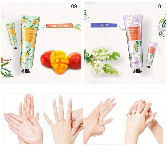 10 Pack Fruits Fragrance Hand Cream, Moisturizing Hand Care Cream Travel Gift Set With Shea Butter Natural Aloe and Vitamin E For Men And Women-30ml