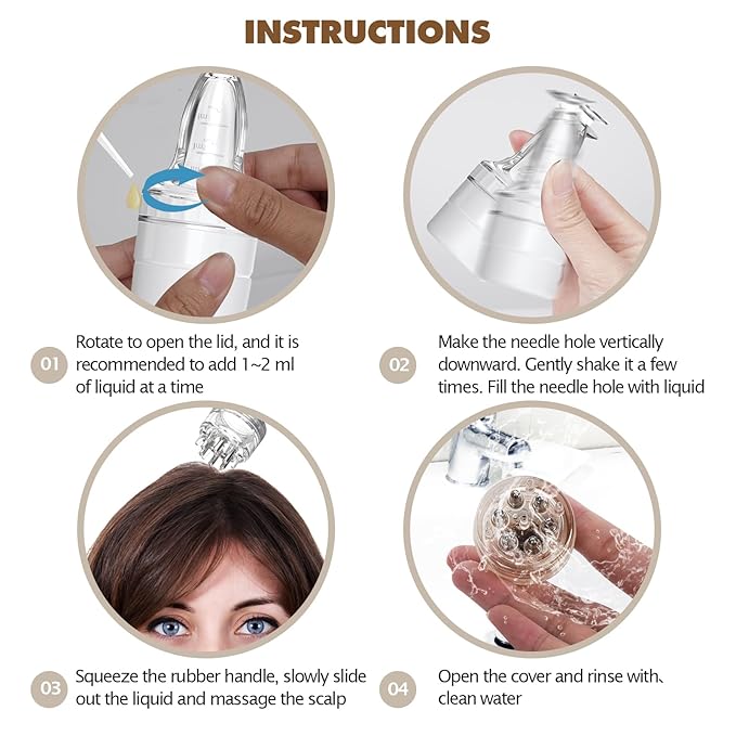 Scalp Applicator Comb,Minoxidil Applicator tool,Hair Oil Essential Serum Liquid Massager for Hair Growth, Follicle Care Treat hair Loss Thinning (Transparent)