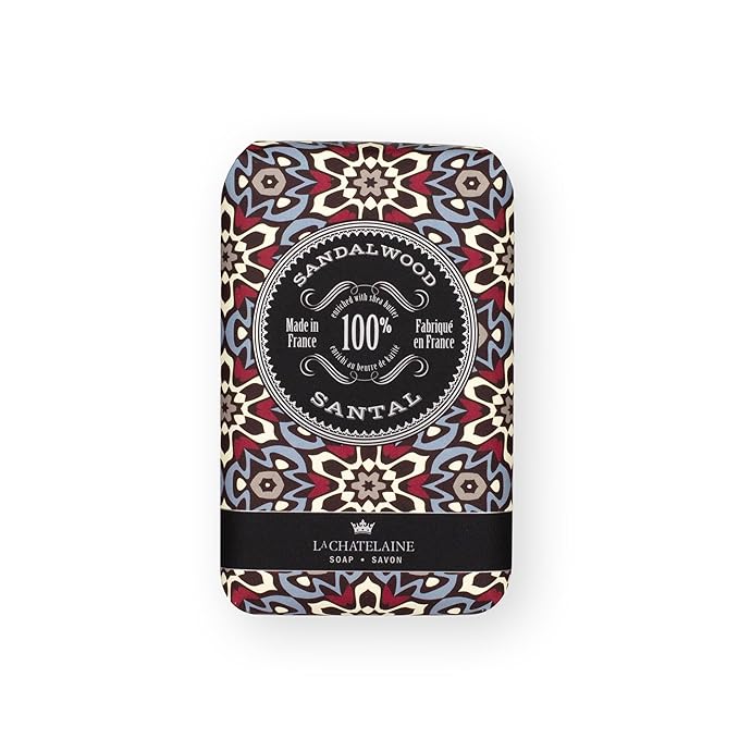 La Chatelaine Soap Supply Tin Gift Set |Unisex, Men, Women| Plant-based shea butter bar soaps | Made in France | Natural and Organic | Large soap bars | Set of 6, 8.8 oz./250g bars - Red Mosaic