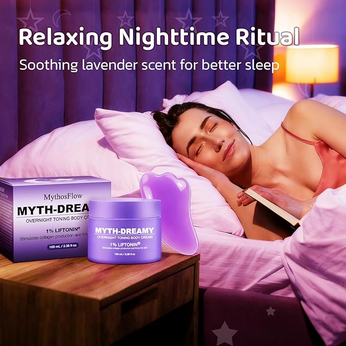 MYTH-Dreamy Overnight Toning Whip Firming Cellulite Cream, Skin Firming and Tightening Lotion While You Sleep - Helps Tighten Loose Skin & Cellulite on Body Belly Booty Arms Thighs with Gua Sha Tool