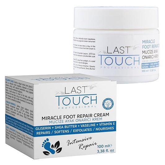LAST TOUCH Miracle Cracked Repair Foot Care Cream - Foot Cream Dry Cracked Heels - Guaranteed Relief Worn, Cracked, Dry, Callused Feet - Athletes Foot Cream - Soft Smooth Feet 3.38 Fl Oz
