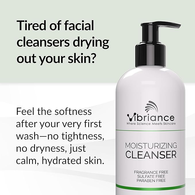 Vibriance Moisturizing Cleanser, Oil-to-Foam Face Wash with Niacinamide, Shea Butter for Mature Skin - Hydrating Gentle Facial Cleanser, Sensitive Face Wash, Sulfate-Free, 12 fl oz