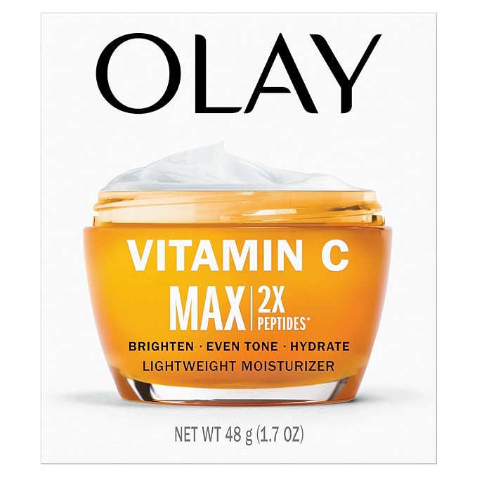 Olay Vitamin C MAX Face Moisturizer, Brightening Cream for Women, Hydrating, Evens Tone, Dark Spot & Hyperpigmentation Reduction, Glowing Skin Care - Niaciniamide, Peptides 1.7 Oz