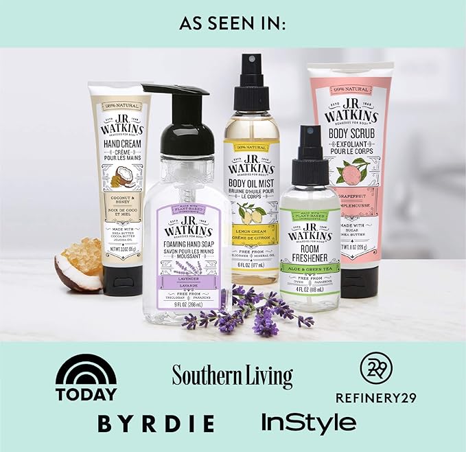 J.R. Watkins Natural Moisturizing Hand Cream, Hydrating Hand Moisturizer with Shea Butter, Cocoa Butter, and Avocado Oil, USA Made and Cruelty Free, 3.3oz, Lavender, (Pack of 4)