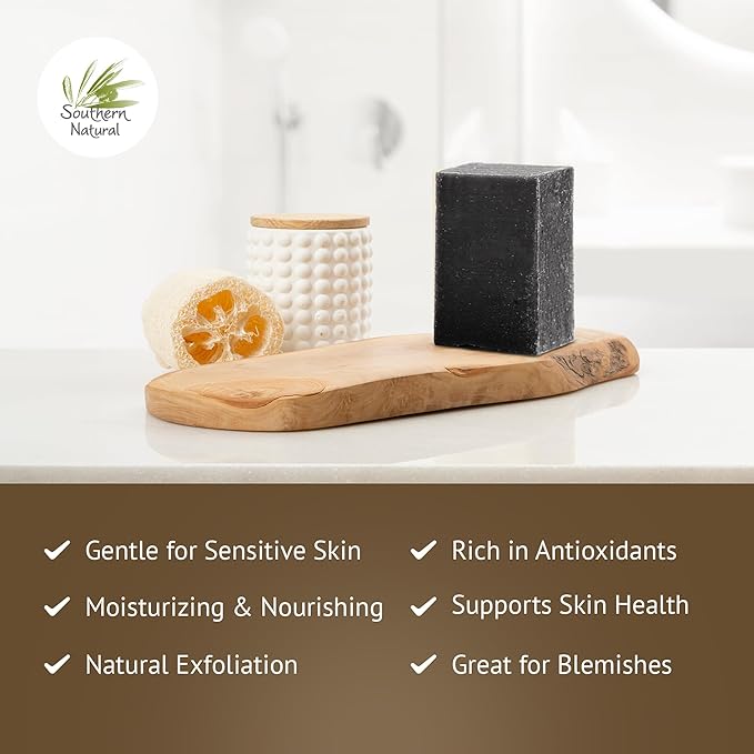 Southern Natural Dead Sea Mud & Charcoal Goat Milk Soap Bar – Face and Body Soap for Sensitive Skin with Peppermint Essential Oil, 4 oz (1 Bar)