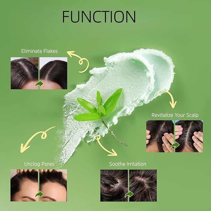 Scalp Scrub with Massaging Brush - 100g Sea Salt Exfoliator Infused with Rosemary & Peppermint Oil for Deep Cleansing, Hydrating Scalp Care Treatment