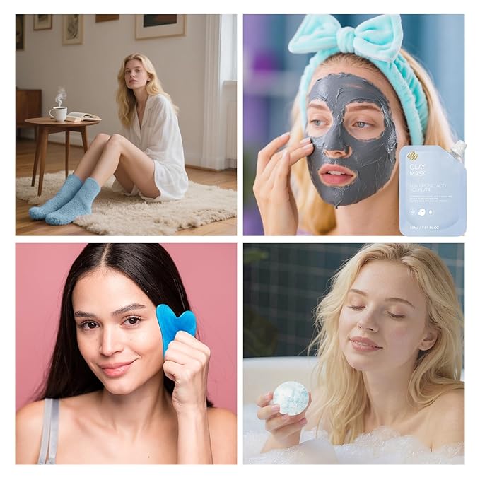 55 Pcs Face Sheet Masks Skin Care, Bio-Collagen Overnight Hydrogel Mask for Women & Men, Under Eye Patches, Gel Lip Mask, Lip Scrub, Face Serum, Christmas, Mother's Day, Valentine's, Birthday, Dad