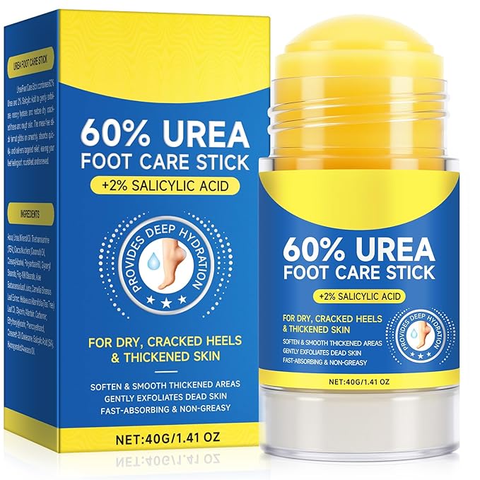 60% Urea Foot Cream with 2% Salicylic Acid, Foot Cream Moisturizer for Dry Cracked Feet, Knees, Elbows, Hands, Moisturizes and Hydrates the Dry Skin, Skin Softener, 1.41oz