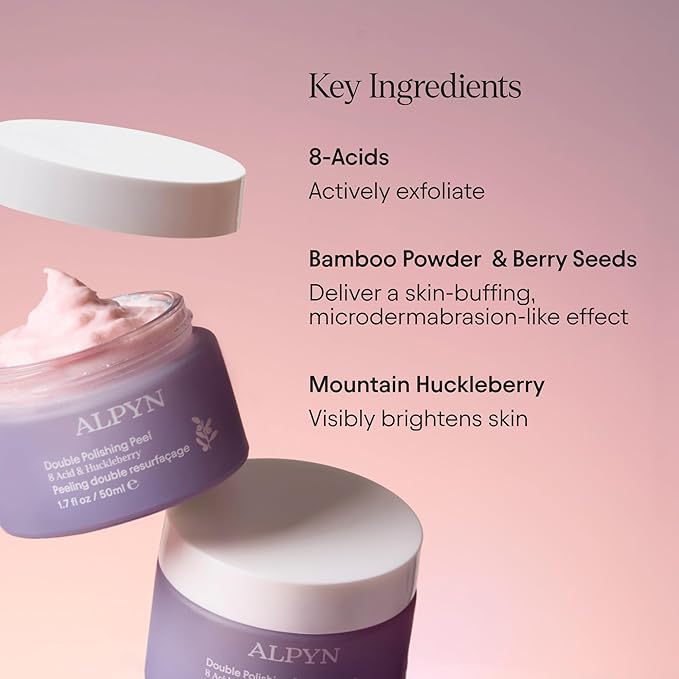 ALPYN Double Polishing Peel & Brightening Face Mask | Visibly Smooth & Brighten Skin While Refining the Look of Pores | 1.7 oz / 50 ml