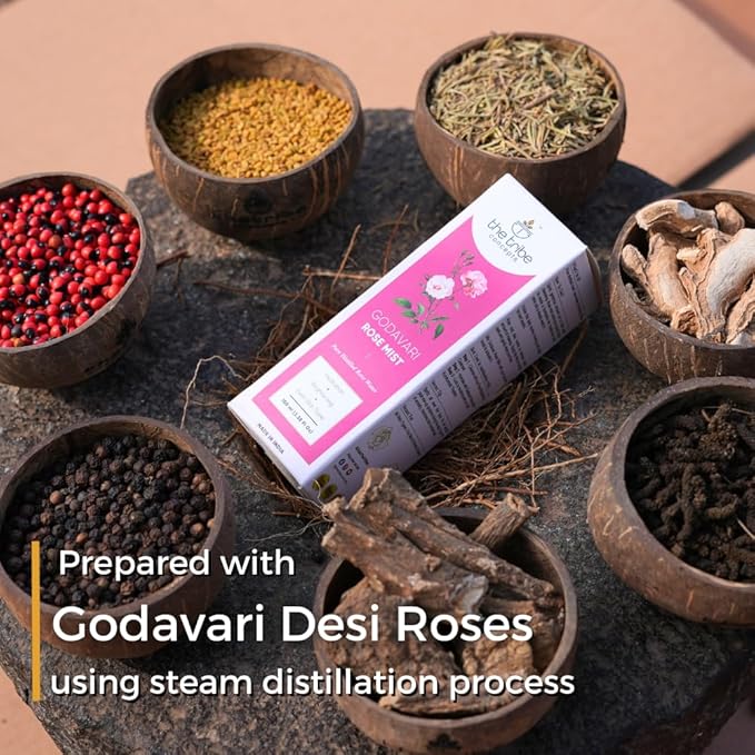 Godavari Rose Mist Face Toner, Pure Distilled Rose Water for Hydration, Brightening Even Skin Tone - 100 ml Pack of 1 Standard