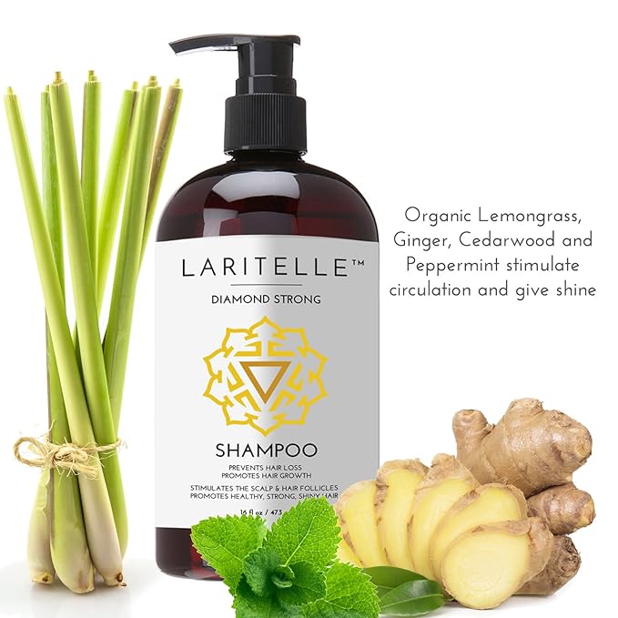 Organic Anti-Thinning Shampoo Diamond Strong | RECOMMENDED BY DERMATOLOGISTS for Hair Loss Prevention | Strengthening, Follicle Stimulating | Argan, Rosemary, Lemongrass, Ginger & Cedarwood