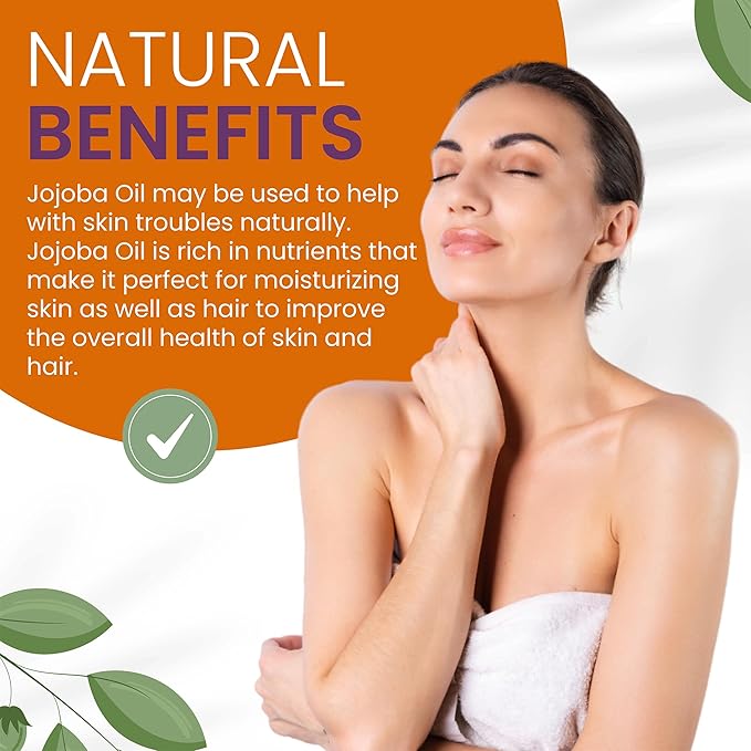 Dr Joe Lab Jojoba Oil Organic Cold Pressed for Hair Growth, Skin, Face, Deep Moisturizing Anti-Aging, Essential Oils - 32 Fl Oz