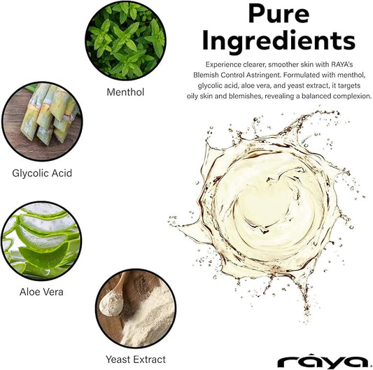 RAYA Blemish Control Astringent (705), Facial Toner for Very Oily and Break-Out Skin, with Vitamin B Complex to Balance pH and Helps Regulate Oil Production, Cruelty & Paraben Free - 8 fl oz