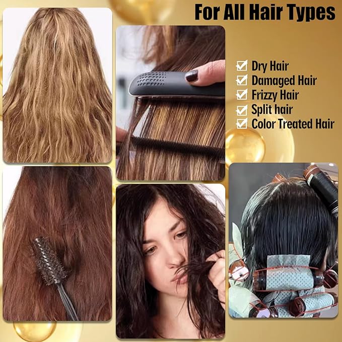 Keratin Hair Treatment Serum,Hair Oil Treatment for Dry Damaged Hair,Hair Oil Capsules with Keratin,Argan Oil-Leave-in Anti Frizz Conditioner with Vitamins A, C, E & B5- No Rinse for All Hair Types