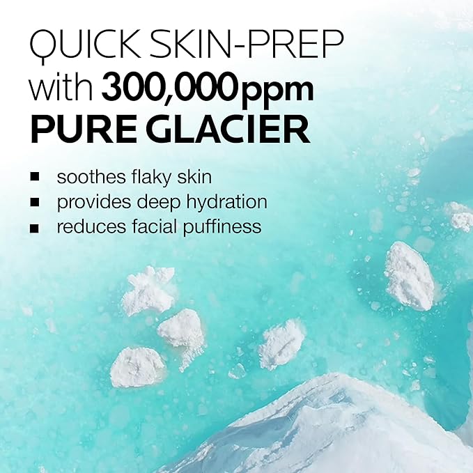 Ice Sorbet Toner Pads | Skin Prep Wipes for Puffiness, Under Eye Bags & Instant Face Lift | Gel Pads for Sunburn Relief & After Sun with 30% Glacier Water & Caffeine | 7.43 Fl Oz / 60 Count