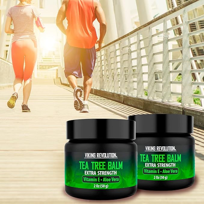 Viking Revolution Tea Tree Oil Cream - Super Balm Athletes Foot Cream - for Eczema, Jock Itch, Ringworm, Nail Treatment - Soothing Skin Moisturizer for Itchy, Scaly, Cracked Skin, 2 Ounce (Pack of 2)