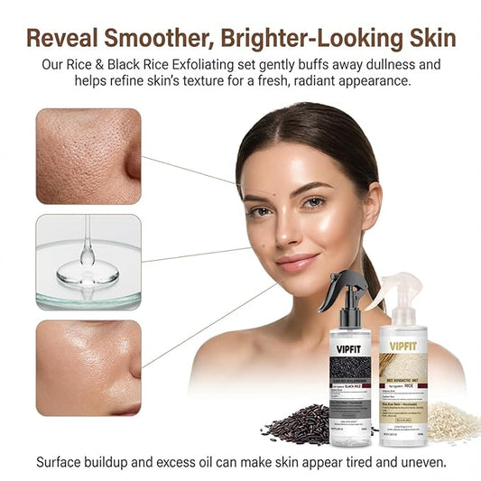 Rice Exfoliating Mist – Gentle Skin Renewal Spray with Rice Bran Water, Niacinamide & Hyaluronic Acid, Hydrating Face and Body Exfoliant, 100ml