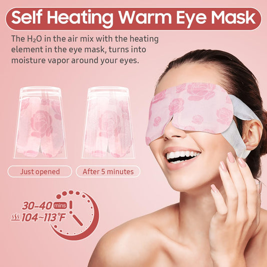 Steam Eye Mask, 10 Packs Heated Eye Mask, Self Heating Disposable SPA Warm Compress for Eyes Sleep Mask, Soothing Moist Heat Eye Masks, Travel Essentials & Relaxation Gifts (Rose Scent)
