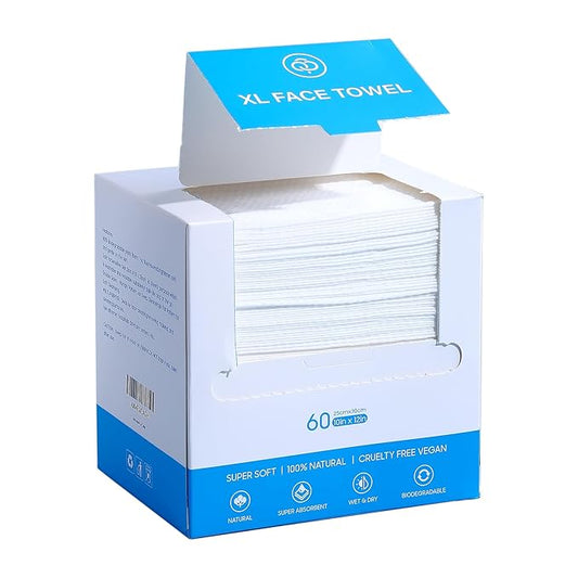 Single Use Face Towels, 10"×12", Ultra Soft and Thick, Disposable Makeup Remover Facial Towels, Dry & Wet Face Wipes for All Skin Types