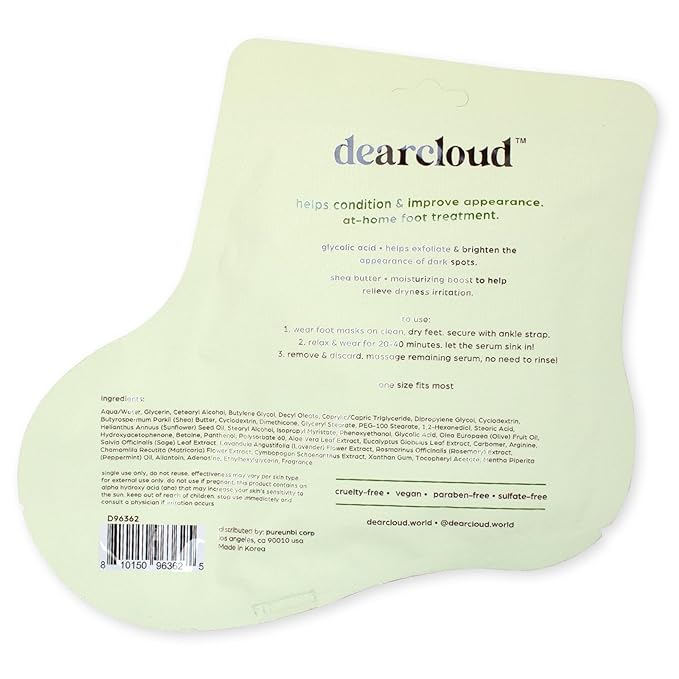 dearcloud Soft As Snow Foot Rescue Set - Foot Mask for Dry Cracked Feet + Moisturizing Foot Cream - Self Care Gift Set (Fresh Eucalyptus and Peppermint)