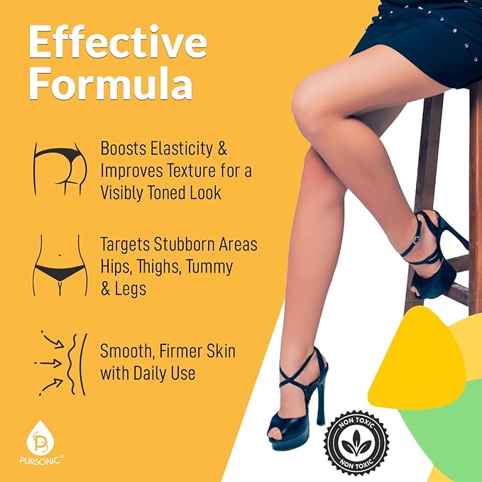 Pursonic Anti Cellulite Cream & Muscle Relaxation Hot Cream - Reduce Varicose Veins, Firm, Tighten & Improve Skin Texture - Hydrate with All-Natural Ingredients for Legs, Arms, Tummy, Butt & Thighs