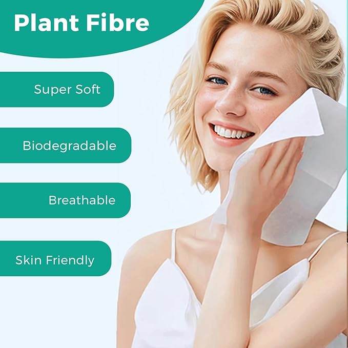 ONLYCARE Disposable Face Towel, Biodegradable Face Towels, 10" x 12" Super Thick Soft Facial Towels, 15 Count Face Towelettes Disposable for Sensitive Skin, Makeup Remover Dry Wipes, 1 Pack