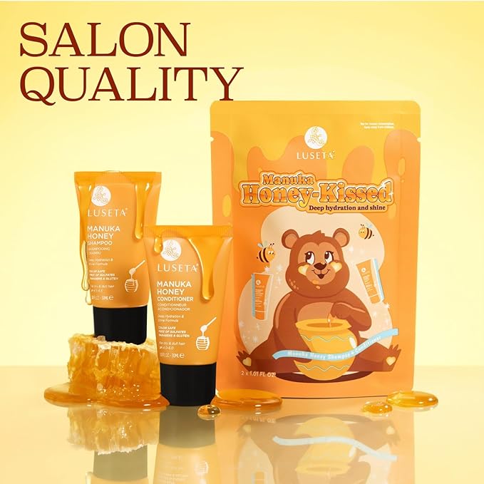 Luseta Manuka Honey Shampoo & Conditioner Set Hydrate & Repair for Dry and Dull Hair Adds Shine & Restore Softness Moisturizing for Damaged Hair 1.01oz*2