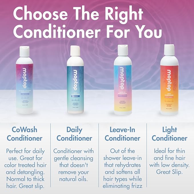 MopTop Cowash Cleansing Conditioner – Curly Hair Conditioner to Restore Moisture, Reduce Frizz & Boost Manageability, Sulfate & Paraben Free Hair Care for All Hair Textures (Citrus Medley, 8oz)