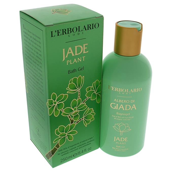 L'Erbolario Jade Plant Bath Gel - Green And Floral Fragrance - Gentle Formula - Has Effective Moisturizing And Protective Properties - Suitable For Even The Most Delicate Skin - Paraben Free - 8.4 Oz