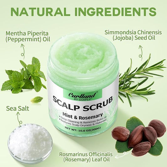 Rosemary Scalp Exfoliator & Clarifying Shampoo Scalp Scrub - 3-in-1 Scalp Treatment with Mint Oil Hair Treatment to Clarify and Remove Build Up - Silicone Scalp Massager Rosemary Oil for Hair Growth