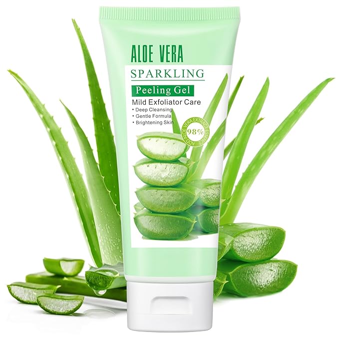 Purifying Exfoliating Peeling Gel Aloe Vera Sparkling Peeling Gel, Deep Cleansing Face Body Scrub Exfoliating Face Wash Facial Scrub Exfoliator Exfoliant Facial, Dead Skin Remover 3.38 FLOZ