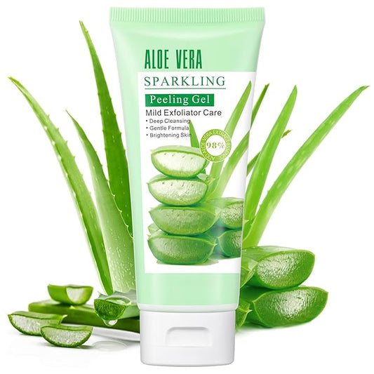 Purifying Exfoliating Peeling Gel Aloe Vera Sparkling Peeling Gel, Deep Cleansing Face Body Scrub Exfoliating Face Wash Facial Scrub Exfoliator Exfoliant Facial, Dead Skin Remover 3.38 FLOZ