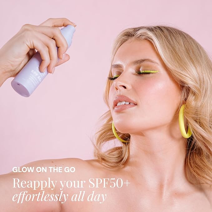 Naked Sundays SPF 50 Hydrating Glow Face Mist, Daily Facial Setting Spray & Sunscreen for Healthy Skin, Lightweight & Non-Greasy, with Hyaluronic Acid for All Skin Types, Makeup-Friendly(75ml)