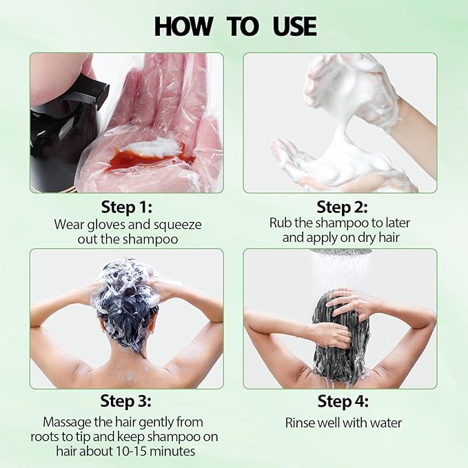 Brown Hair Dye Shampoo for Women Men, Gray Hair Coverage, Natural Herbal Ingredients