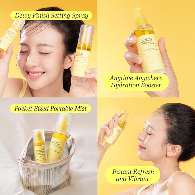 Vitamin C Glow Mist for Radiant Skin, Hydrating Serum Mist with Niacinamide & Glutathione, Korean Vegan Skincare, 3.38 Fl Oz