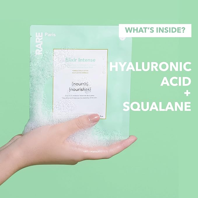 Élixir Intense - Nourishing Facial Sheet Mask - Hydrating & Brightening - With Hyaluronic Acid & Squalene - Multi-Active Serum Formula - Nourishing, Firming & Revitalizing - 1 Pack