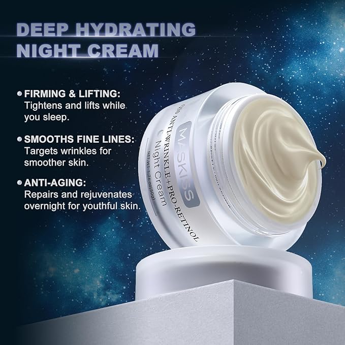 Firming Neck Cream & Anti-Wrinkle Night Cream with Coenzyme Q10 + Pro-Retinol, Unscented Skin Firming Neck Cream, Anti Aging Facial Moisturizer for Sensitive Skin, 1.76 Oz Jar