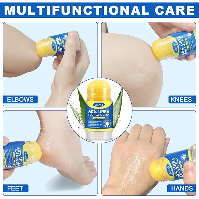 Urea Foot Cream Stick, Urea Cream 60 Percent for Feet Maximum Strength, Foot Cream for Cracked Heels and Dry Skin, Cracked Heel Repair Cream, Foot Moisturizer, 1.41 Oz